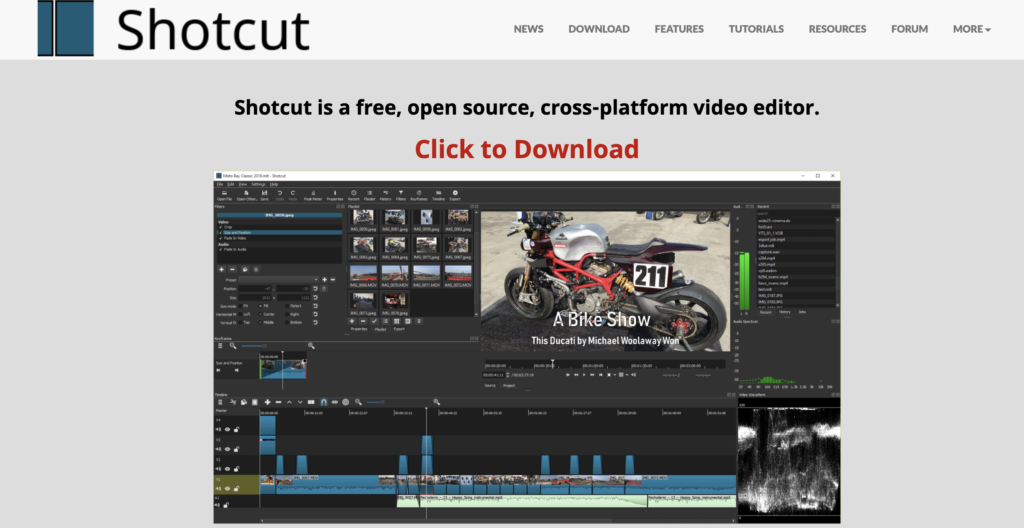 Image of the Shotcut website